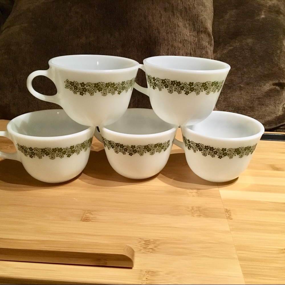 5 Corelle Pyrex Crazy Daisy Cups